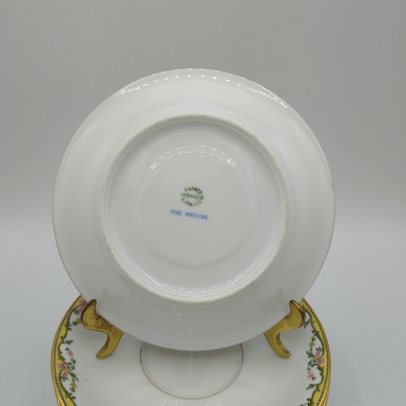 Vignaud Limoges Meuse 24k Gold Trim Floral Tea Saucers Set 8 Antique Vintage - Picture 7 of 13